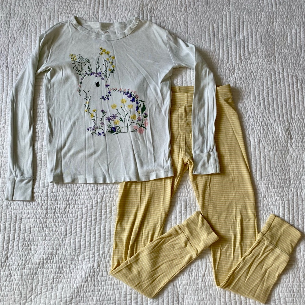 GAP Kids Organic Brushed Cotton PJ Set Spring Rabbit 10Y